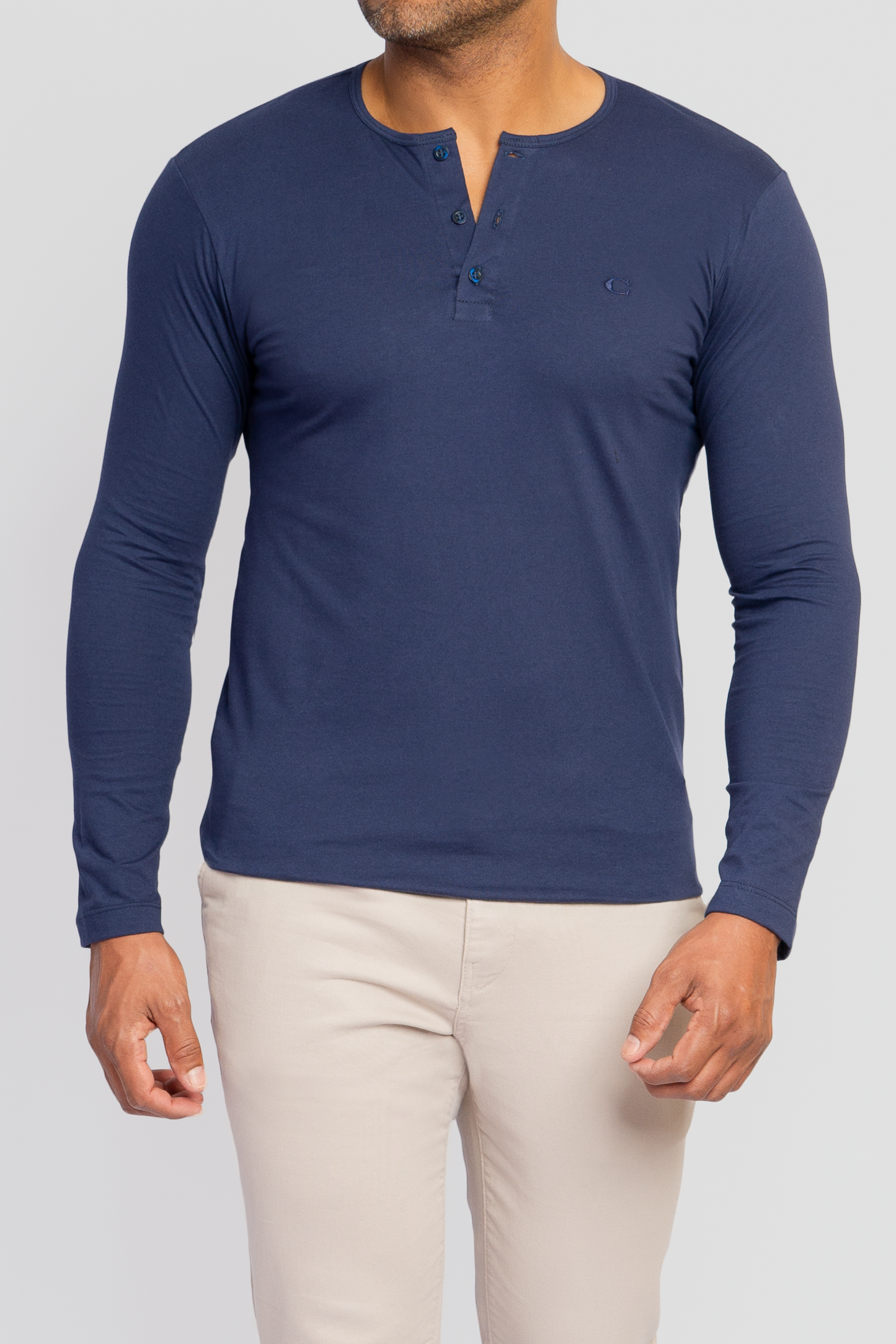 T-shirt Henley Linha C Manga Longa