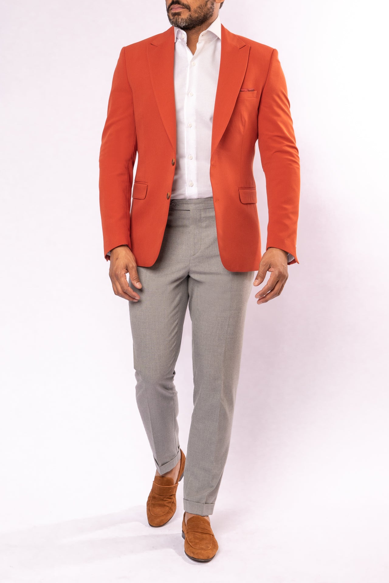 Blazer Super lapela Peak Terracota