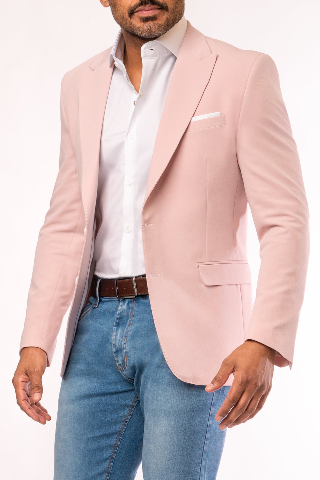 Blazer Super lapela Peak Rosa