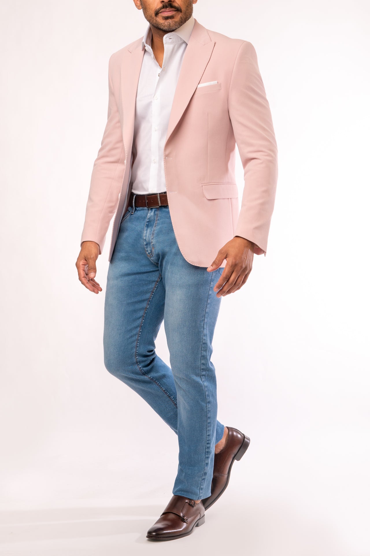 Blazer Super lapela Peak Rosa