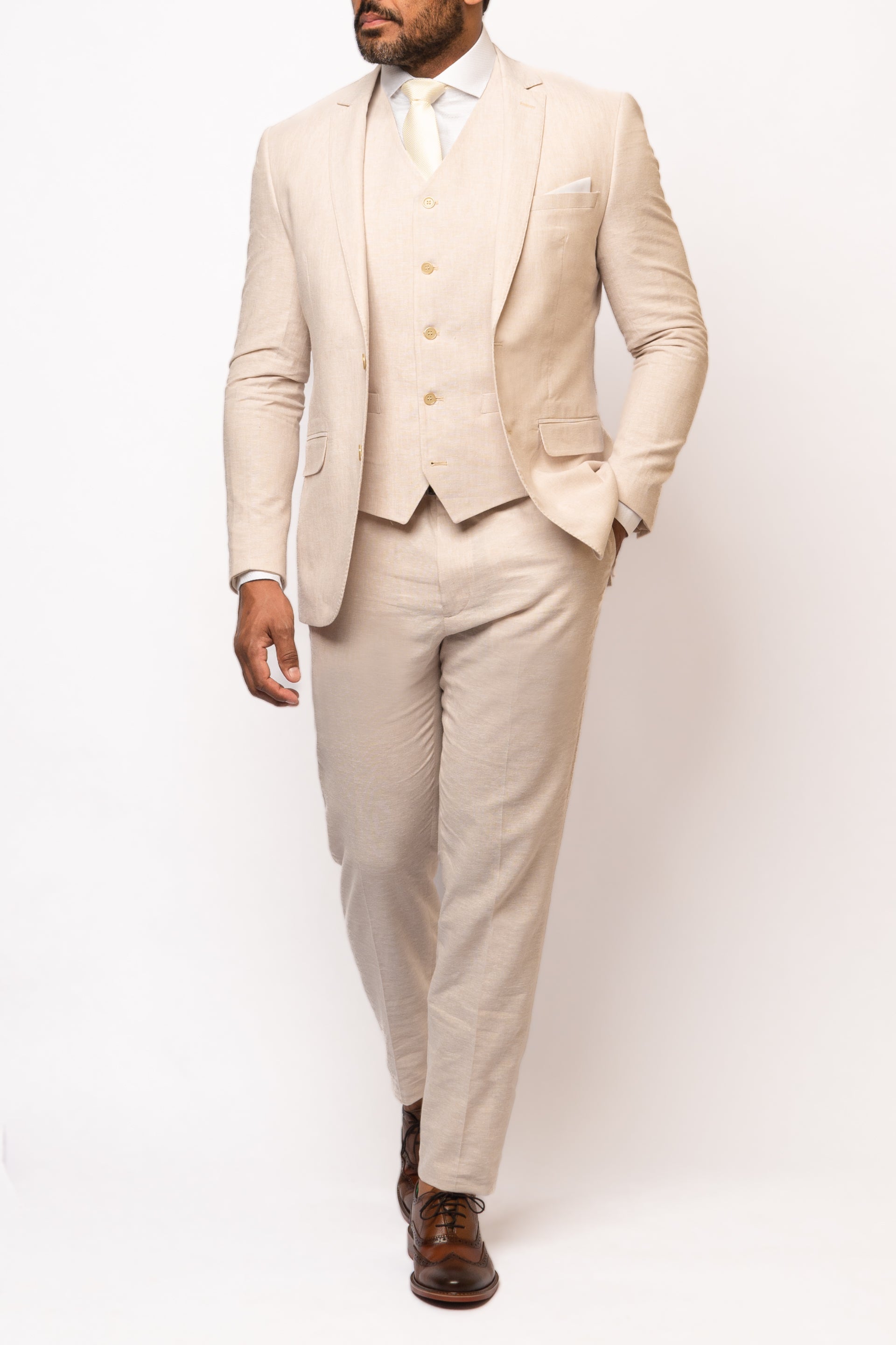 Terno Linho Lapela Notched