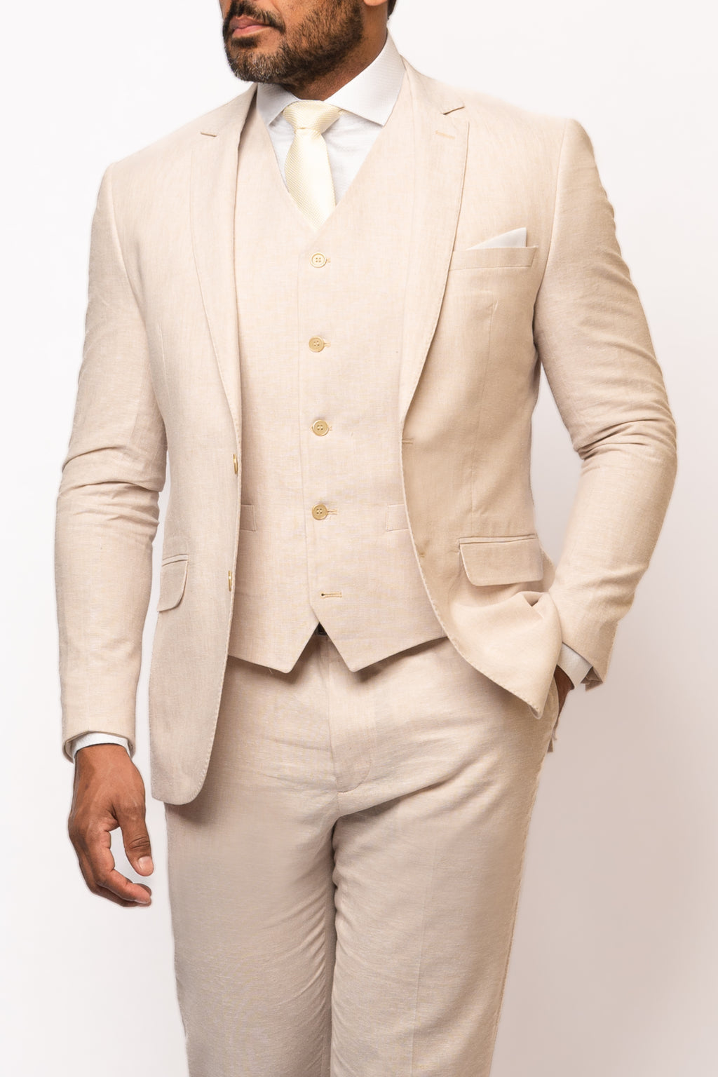 Terno Linho Lapela Notched